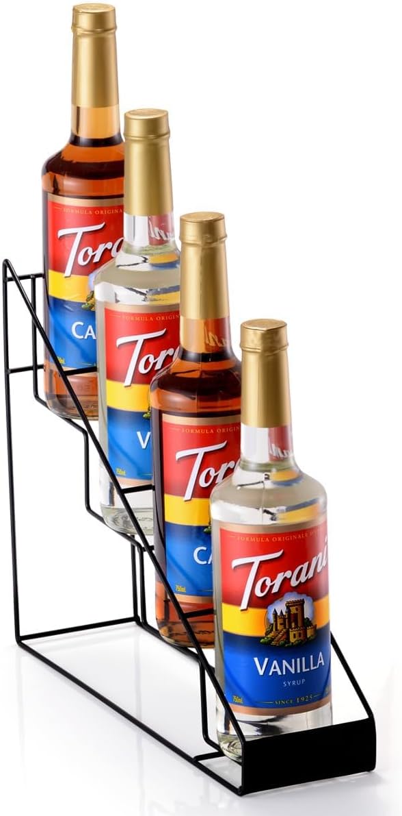 Coffee Syrup Rack for Coffee Bar Accessories, Fits with Torani and Monin Syrup, Coffee Bar Organizer Holds 4 Bottles
