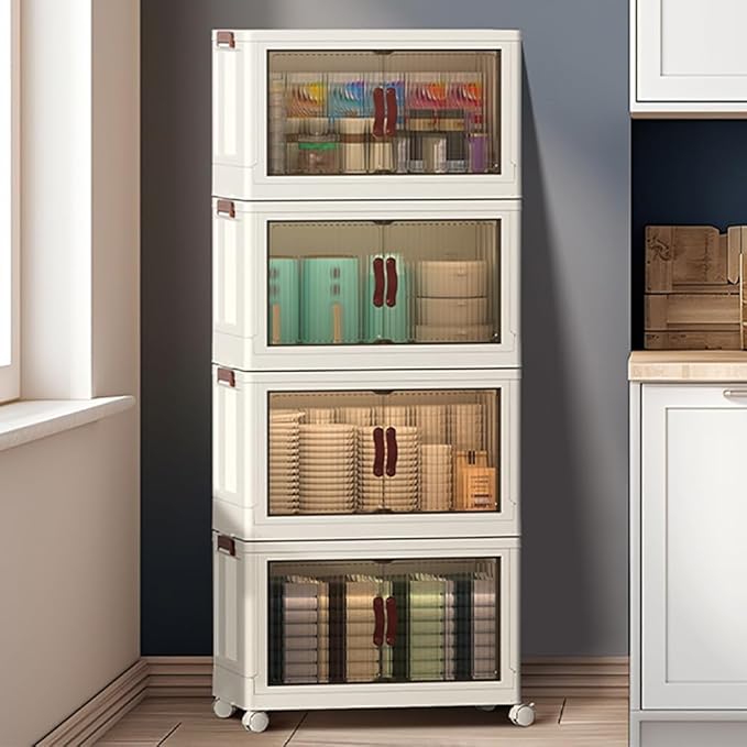 YUFER 480QT (4Packs, 120QT) Stackable Storage Bins with Lid - Heavy Duty Storage Shelves, Large Plastic Containers with Secure Lids for Closet, Bathroom, Garage & Home Organization