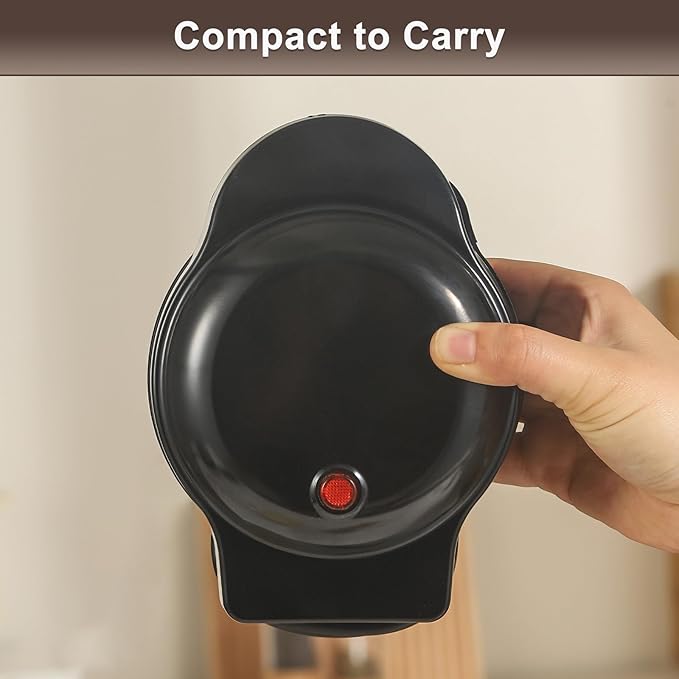 Mini Waffles Maker with 8 Removable Plates, 4 in 1 Small Waffle Maker Mini- Waffle, Heart Waffle, Pancake, Donut, 4.5" Non Stick Waffle Iron for Kids and Families, Black