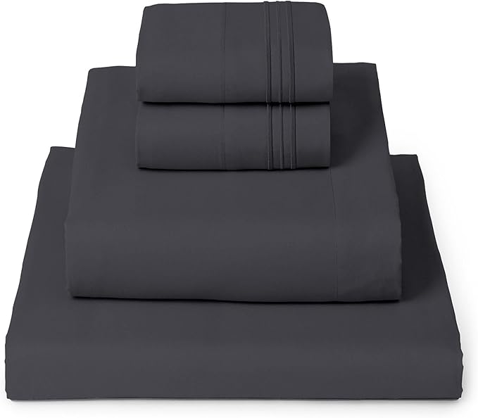Mellanni King Sheets Set - 4 PC Iconic Collection Bedding - Hotel Luxury, Extra Soft, Cooling Bed Sheets - Wrinkle, Fade, Stain Resistant (King, Charcoal)