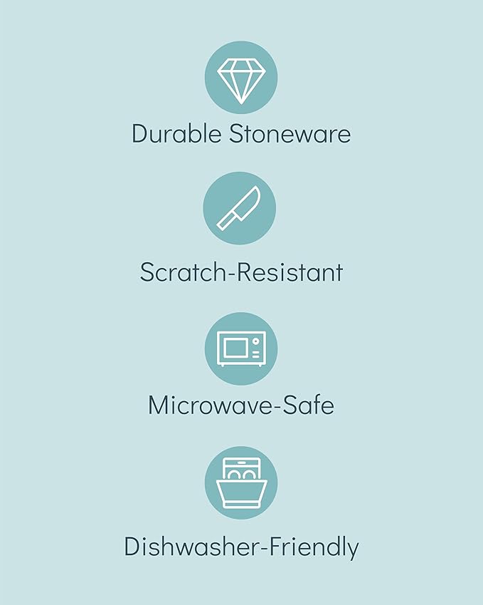 Stoneware dinnerware set 8 persons 32 pcs - Dishwasher, microwave and scratch resistant - Bowl and plate set 8 persons modern - Dinner service Pure Living black in gray…