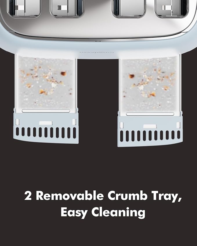 4-Slice Toaster with 1.6" Extra-Wide Slots, 6-Level Browning Control & Bagel/Defrost, Removable Crumb Tray, Auto Shutoff Stainless Steel Toaster Oven, Blue