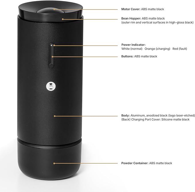 TIMEMORE Electric Coffee Grinder Portable - Adjustable Burr Grinder with 30 Precise Settings, Auto Stop & Clog Protection for Espresso, Pour-Over, French Press Moka,for Home Outdoor Use（Black）