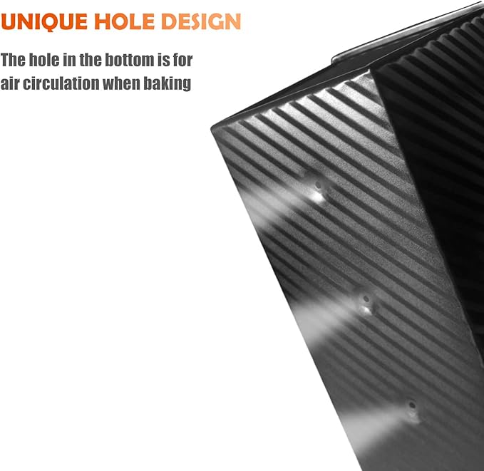 CHEFMADE Pullman Loaf Pan with Lid, 1Lb Dough Capacity Non-Stick Rectangle Corrugated Bread Pan, Carbon Steel Bakeware Toast Mold with Cover for Baking Bread - Black