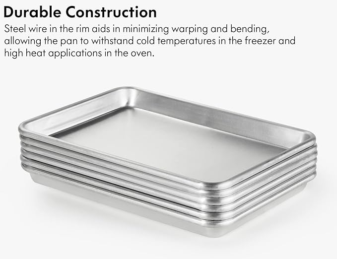 CURTA 12 Pack Aluminum Sheet Pan, NSF Listed Half Size 13 x 9 inch Commercial Bakery Cake Bun Pan, Baking Tray