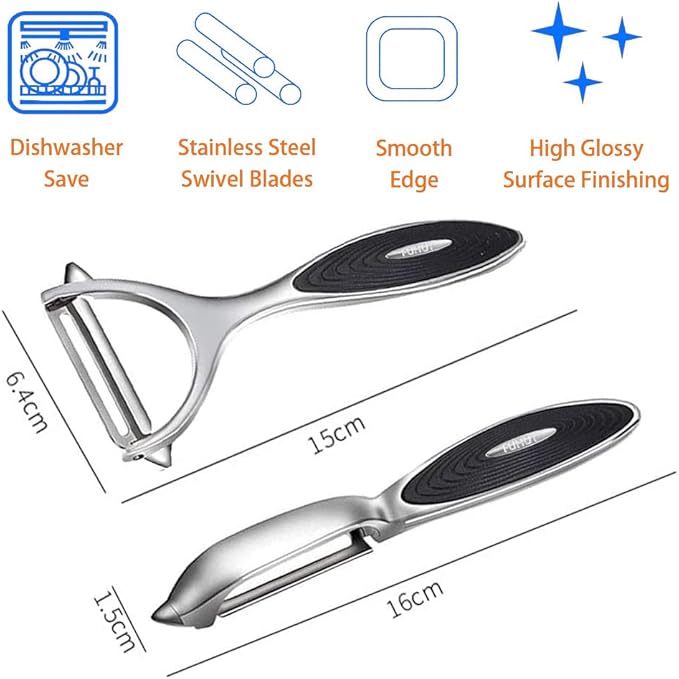 Vegetable, Apple Peelers for kitchen, Fruit, Carrot, Veggie, Potatoes Peeler, Y-Shaped and I-Shaped Stainless Steel Peelers, with Ergonomic Non-Slip Handle & Sharp Blade, Good Sturdy (2PCS)