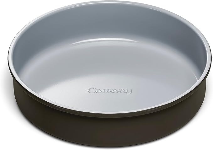Caraway Non-Stick Ceramic 9” Circle Pan - Naturally Slick Ceramic Coating - Non-Toxic, PTFE & PFOA Free - Perfect for Birthday Cakes, Tartes, & More - Black