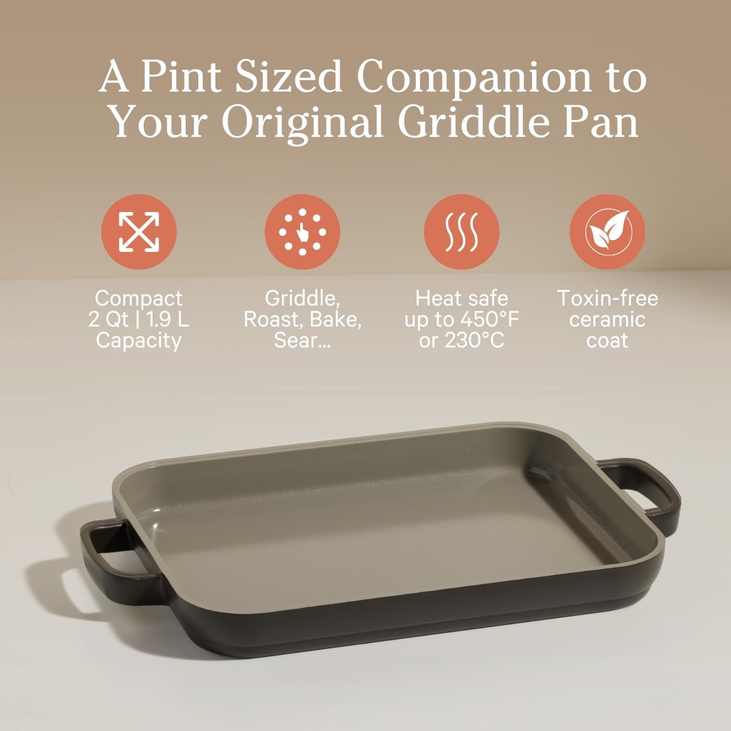 Our Place Mini Griddle Pan - 2 Quart Nonstick Ceramic Sheet Pan & Stovetop Griddle with Handles | Toxin-Free Cast Aluminum | Oven Safe up to 450°F | Char
