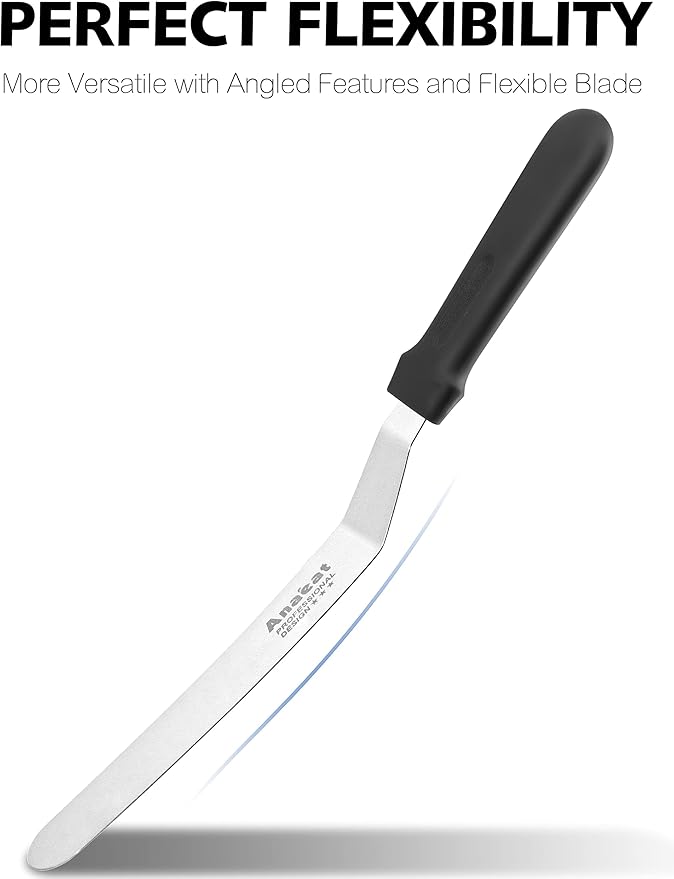 Anaeat Icing Spatula, Professional Cake Angled Offset Spatula with 8" Stainless Steel Blade - Thickened Frosting Knife with Durable Plastic Handle for Cake Decorating, Pastry & Baking