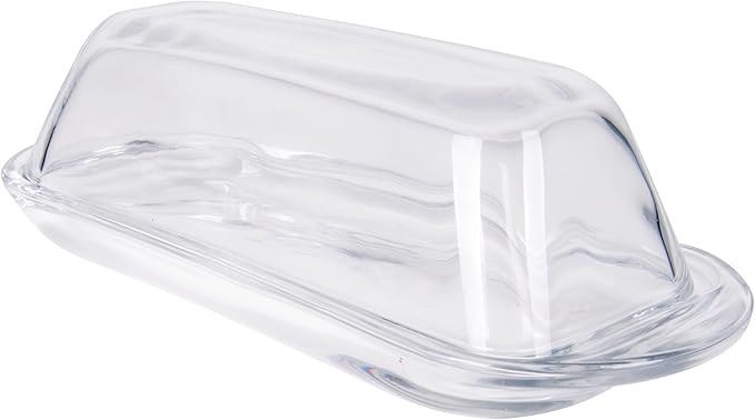 Kangaroo Decorative Clear Glass Butter Dish with Lid for Countertop & Refrigerator - Crystal Covered Butter Tray Storage Container Holder for Counter & Fridge - Best Small Dish Flip Top Lid BPA FREE
