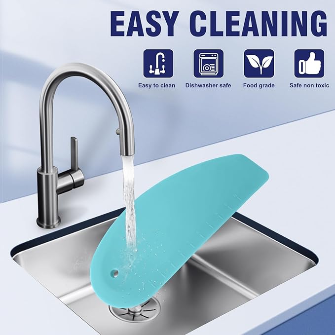 Walfos Dough Scraper Set of 3, Flexible Silicone Bowl Spatula, Kitchen Plastic Bench Dough Scraper Tool for Bread Dough, Sourdough, Cake, Fondant Icing, Blue & Teal/Aqua…