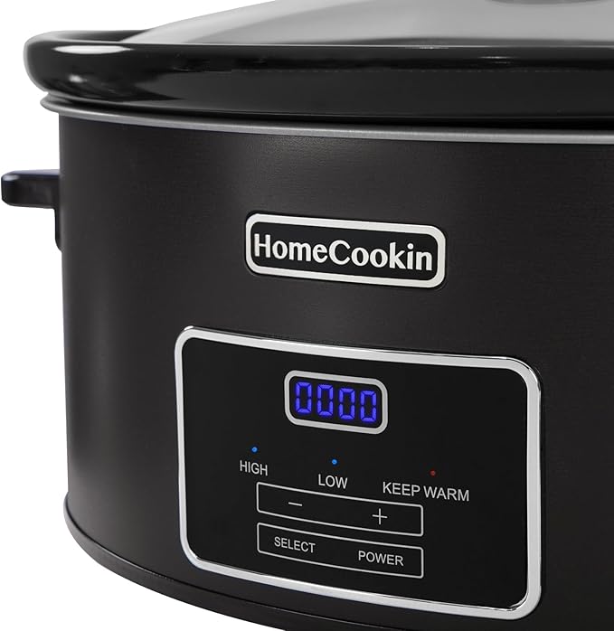 HOMECOOKIN 7 Quart Programmable Slow Cooker, Kitchen Appliances, Perfect Kitchen Small Appliance for Family Dinners, Black Stainless Steel