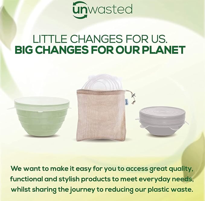 unwasted Reusable Silicone Lids (Large) – Upgrade Your Kitchen Gadgets with Our Silicone Covers for Food Storage – Reusable Silicone Stretch Lids and Food Covers for Containers Up to 9” (Pack of 4)