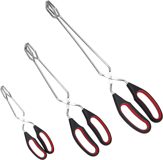 Coitak 3 Pack Scissor Tongs Cooking Stainless Steel Food Tongs Barbecue Grilling Tongs for Flipping Food Tool, 9/11/13 Inch