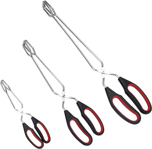 Coitak 3 Pack Scissor Tongs Cooking Stainless Steel Food Tongs Barbecue Grilling Tongs for Flipping Food Tool, 9/11/13 Inch