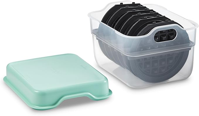 DASH Multimaker Mini System - Waffle Maker with Six 4” Removable Plates & Storage Case: Waffle Iron & Griddle, 4-in-1 Mini Waffle Maker for Kids and Families – Nonstick Surface, Just Add Batter (Aqua)