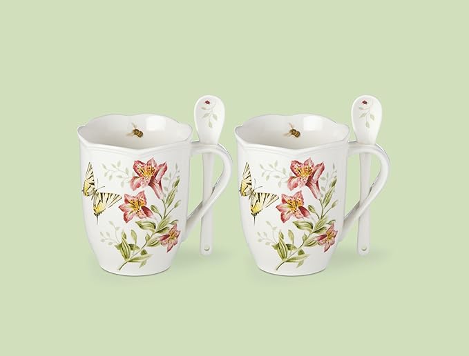 Lenox 833960 Butterfly Meadow Mugs And Spoon Set