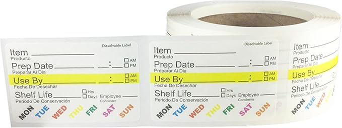 InStockLabels Dissolvable Food Labels - 2” x 3” (2500 Labels) - Rotation Food Stickers for Kitchen & Restaurant Supplies - Ideal for Jar, Containers and Freezer Storage, Kitchen Stickers