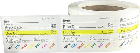 InStockLabels Dissolvable Food Labels - 2” x 3” (2500 Labels) - Rotation Food Stickers for Kitchen & Restaurant Supplies - Ideal for Jar, Containers and Freezer Storage, Kitchen Stickers