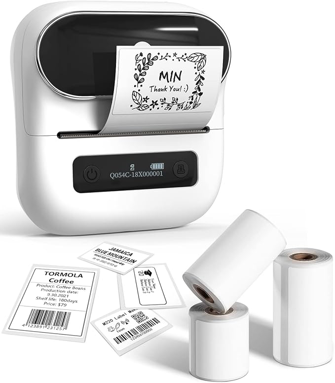 Phomemo M220 Label Maker, New Flagship 3.14 Inch Bluetooth Portable Thermal Label Printer for Barcode, Address, Labeling, Mailing, File Folder, Easy to Use, Support Phone&PC
