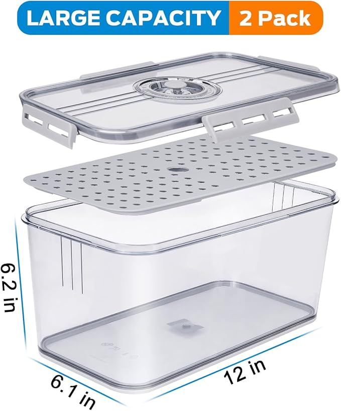 Dynta Bread Box 2 Pack Bread Storage Container Airtight Recording Time Bread Box for Kitchen Countertop Plastic Bread Keeper with Lid for Homemade Bread, Toast, Loaf, Cookies