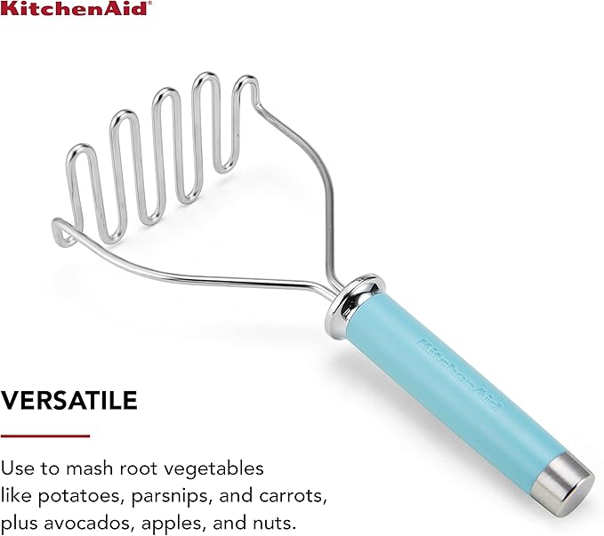 KitchenAid Gourmet Stainless Steel Wire Masher, 10.24-Inch, Aqua Sky