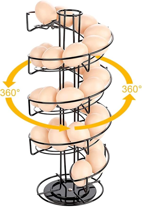Toplife Spiral Design Metal Egg Skelter Dispenser Rack, Storage Display Rack, Black