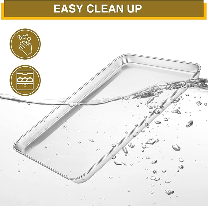 Wildone Baking Sheet & Rack Set [2 Sheets + 2 Racks], Stainless Steel Cookie Pan with Cooling Rack, Size 16 x 12 x 1 Inch, Non Toxic & Heavy Duty & Easy Clean