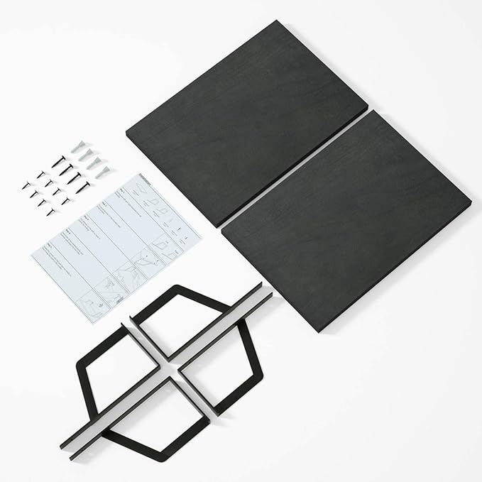 SRIWATANA Floating Shelves Wall Mounted Set of 2 Rustic Wood Shelves with Large Capacity(Black