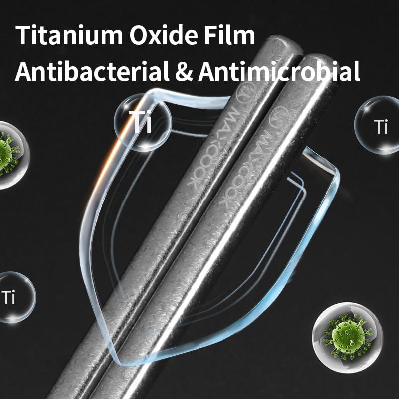 Pure Titanium Chopsticks,Reusable Chop sticks, Dishwasher safe Japanese Korean Camping Chopsticks, Lightweight Travel Chop Sticks (2 Pairs)