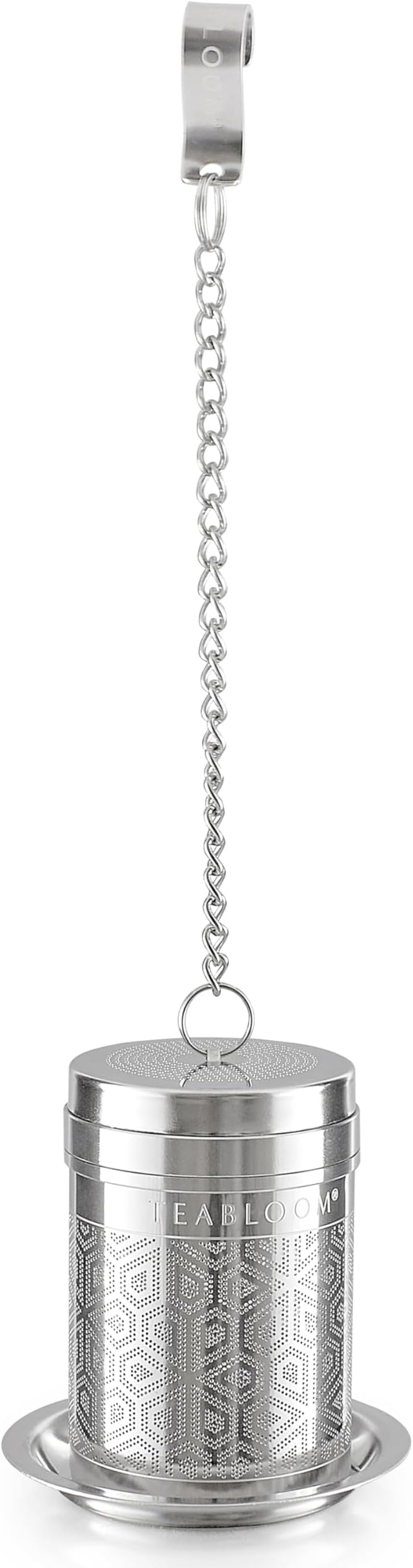 Teabloom Elegant Stainless Steel Loose Leaf Tea Infuser – Tea Connoisseur's Choice for White, Green, Oolong, Black, and Herbal Teas – Geometric Blossom Design – Small Size