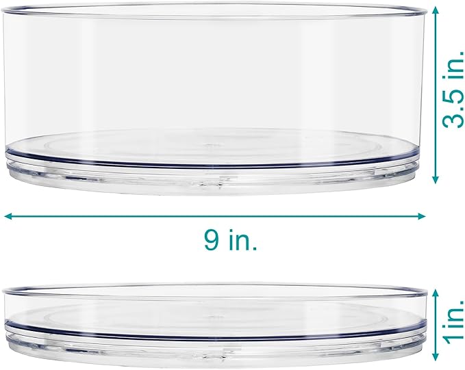 Sorbus 9 Inch Clear Lazy Susan Organizer Set, 2 Flat Turntable Organizer for Spice Organization for Cabinet, 1 Tall Lazy Susan for Kitchen, Home, Office, Closet, Classroom, Laundry Room Organization