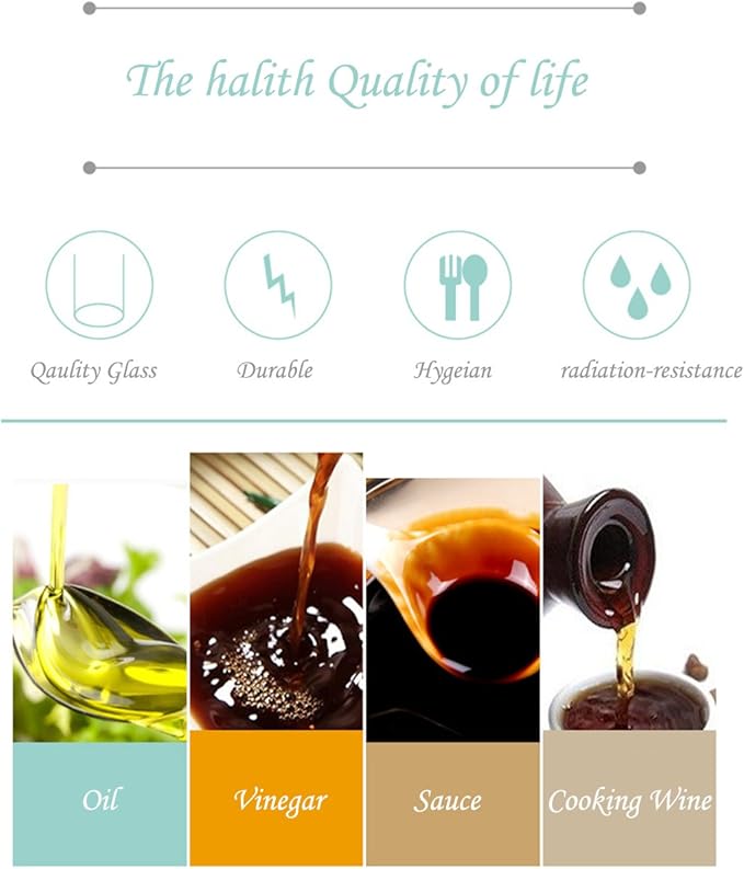 TENTA KITCHEN Olive Oil Vinegar Syrups Bottle Dispenser Cruet - 650ml(22Oz) Oil Bottle Glass With No Drip Plastic Bottle Spout And Protective Cap