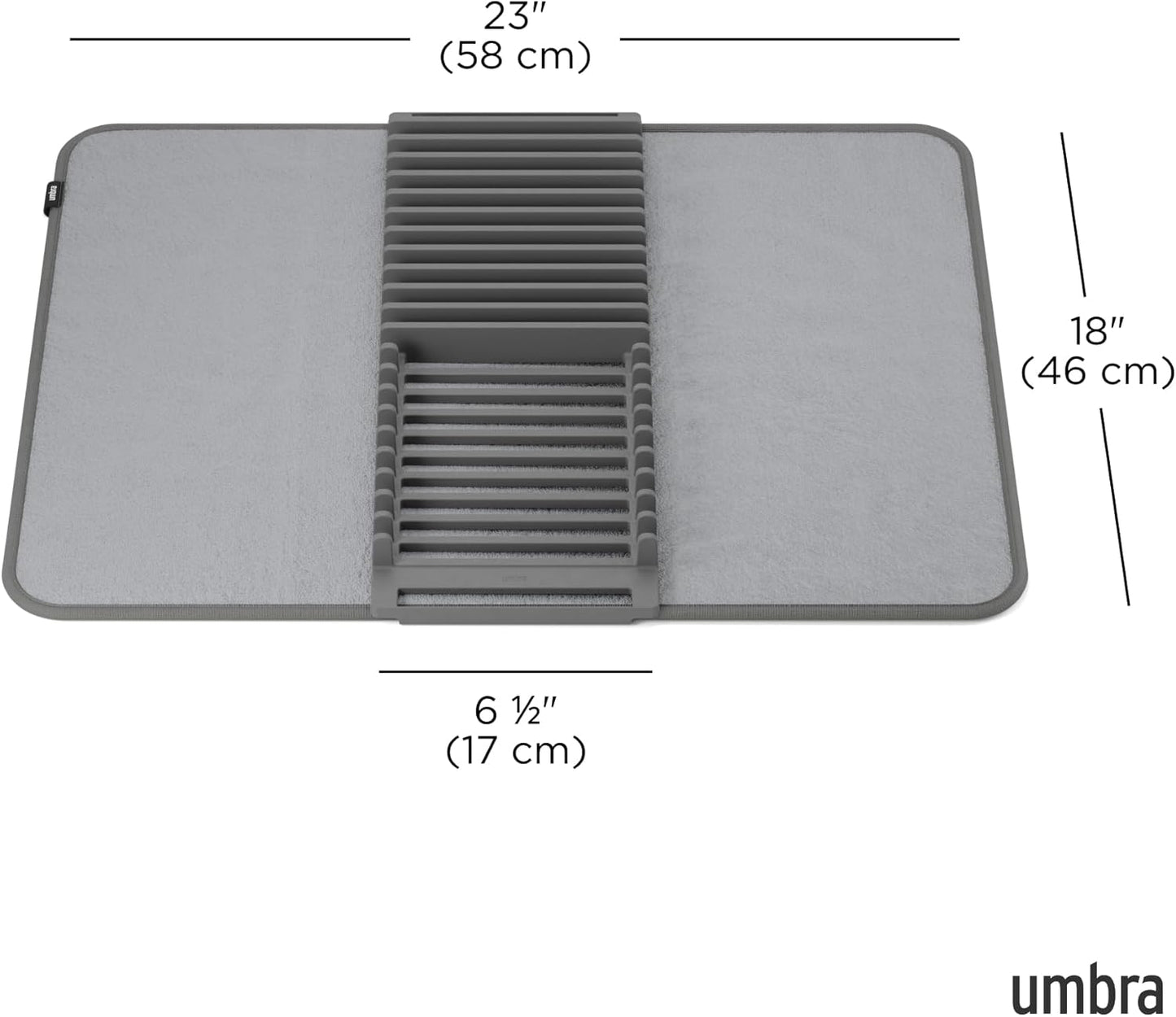 Umbra 330720-149 UDRY Drying Rack and Microfiber Dish Mat, 24 x 18 Charcoal