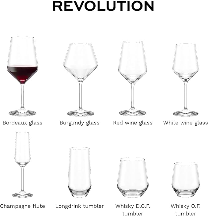 Stölzle Lausitz Bordeaux Red Wine Glasses Set of 6 (REVOLUTION). Dishwasher Safe, Lead-free Crystal Red Wine Glass (22 fl oz). Durable & Elegant Wine Glasses - Genuine Stölzle Wine Glass Set