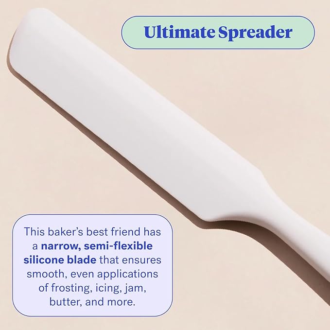 GIR: Get It Right Silicone Spreader - Silicone Butter Spreader - Food Grade Scraper - BPA & BPS Free - Baking Supplies - Home & Kitchen Gadgets - 10" x 1.10" - Studio White