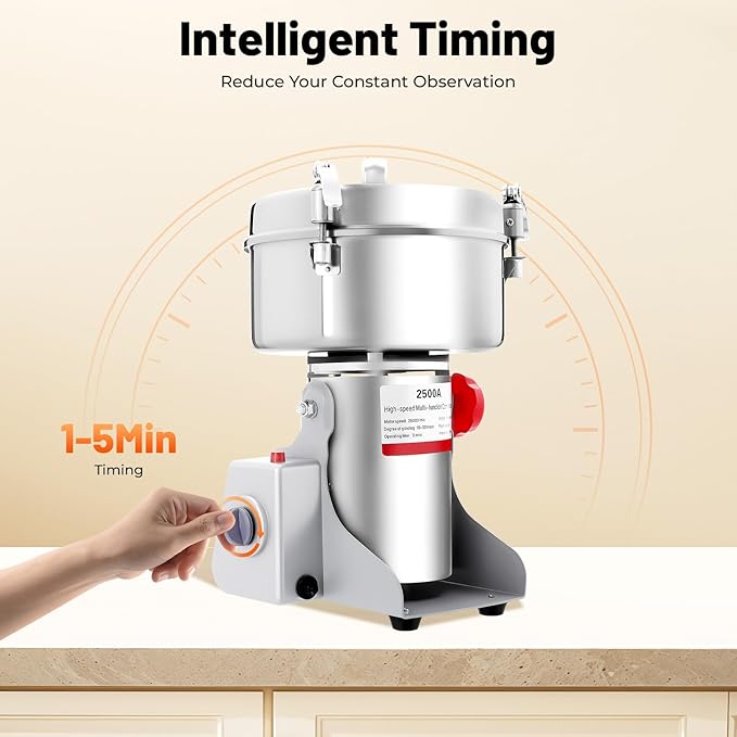 Electric Grain Mill Grinder, 2500g/5.51lb High-speed 32000r/min Food Grinder, 110V 4500W Countertop Grain Mill for Dry Spice Herbs Grains Coffee Rice Pepper (2500g)