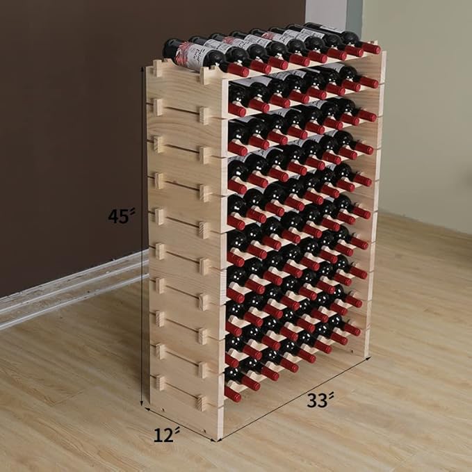 Wine Rack Cabinet Wooden Freestanding for Floor Stackable Storage Wine Bottle Holder (80 Bottles) (JJ)