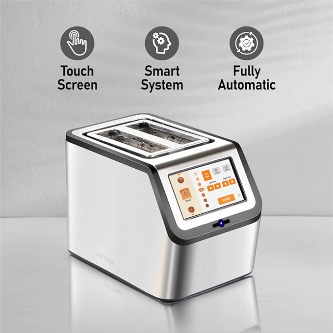 Smart Toaster, KETIAN Touch Screen 2 Slice,High-speed Automatic Settings, Bagel English Muffins Toast Pastry Waffles Bread Toaster,Stainless Steel