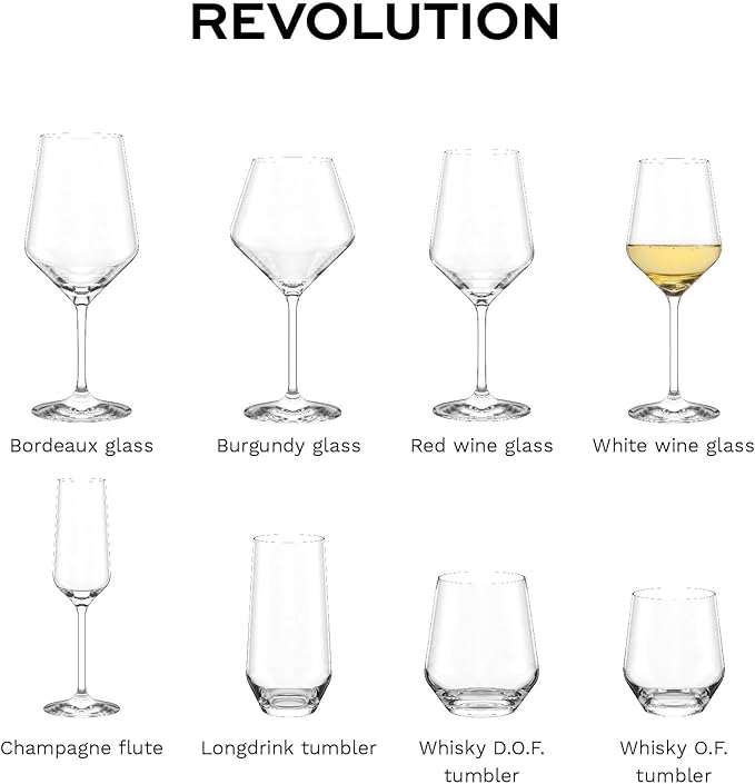 Stölzle Lausitz White Wine Glasses Set of 6 (Revolution). Dishwasher Safe, Lead-Free Crystal Luxury Wine Glass (12.25 fl oz). Durable Long Stem Wine Glasses - Genuine Stölzle Wine Glass Set