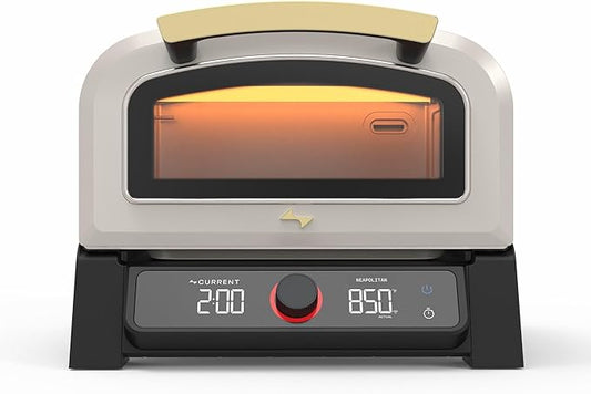 Current® Model P Smart Electric Pizza Oven, 12-Inch, 850°F Max, 5 Cooking Modes, App Connectivity for Temperature Monitoring & Custom Cooking Times, Compact for Indoor & Outdoor Use, Beige