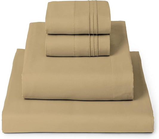 Mellanni Full Sheets Set - 4 PC Iconic Collection Bedding - Hotel Luxury, Extra Soft, Cooling Bed Sheets - Wrinkle, Fade, Stain Resistant (Full, Gold)