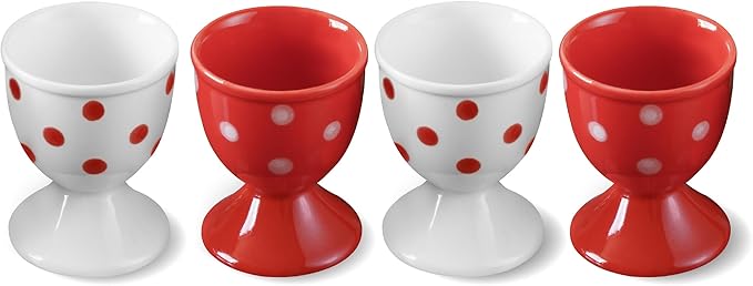 Cinf Ceramic Egg Cup Christmas Gift Set of 4 Porcelain Holder Breakfast Boiled Cooking Easy to Clean Childhood Memories Kitchen