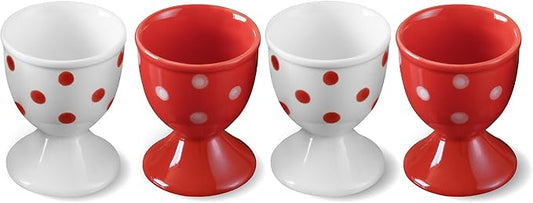 Cinf Ceramic Egg Cup Christmas Gift Set of 4 Porcelain Holder Breakfast Boiled Cooking Easy to Clean Childhood Memories Kitchen
