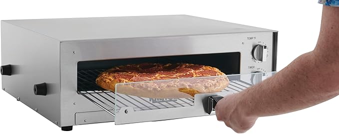 Kratos 29M-037 16" Commercial Electric Countertop Pizza Oven, 120V, 1700 Watts, Stainless Steel Pizza Oven with Glass Door for Restaurants, Cooks Pizzas up to 16" in Diameter