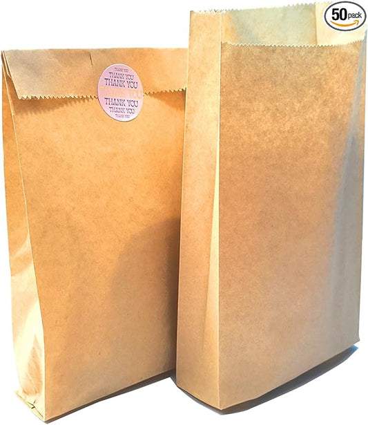 Paper Sandwich Bags 6 x 9.5 x 1.6-inch Parchment Wax Paper Sandwich Lunch Kraft Glassine Bakery Snack Cookies Treats Greaseproof Bags for Lunch Box 50 Pack