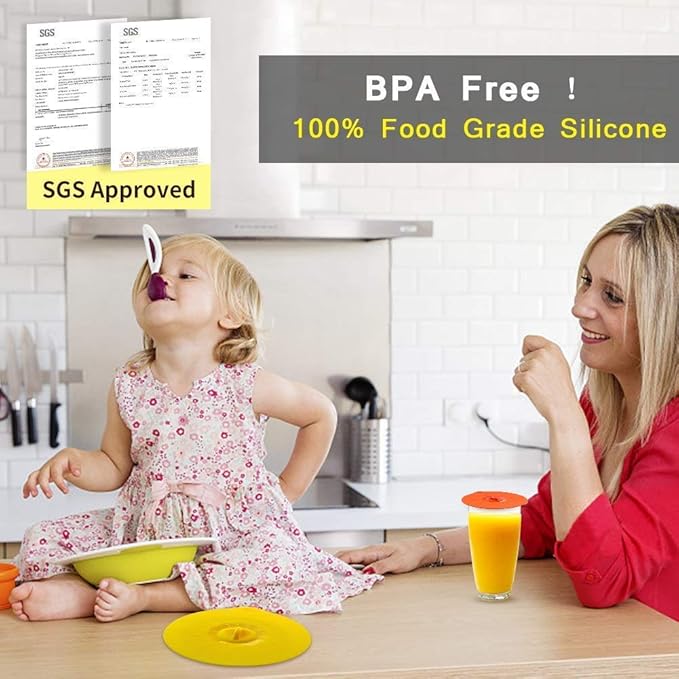 Silicone Lids Covers - Microwave Food Cover for Bowls,Cups,Pots,Pans Food Safe BPA Free Silicone Bowl Covers Easy to Clean and Storage