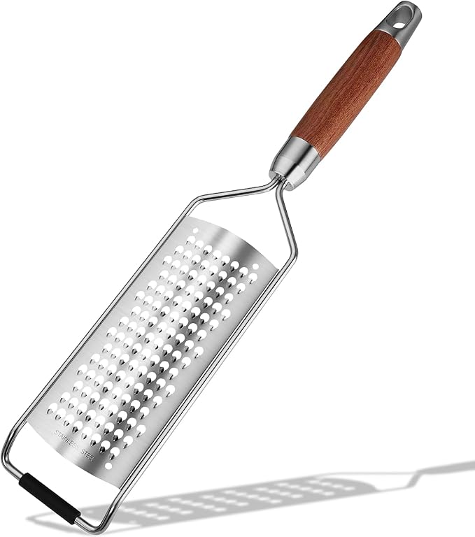 Professional-Grade Lemon Zester with Fine Blades, Lightweight Cheese/Vegetable Grater, Solid Wood Handle Design - Rust-Resistant, Durable, Essential Kitchen Tool （B2）