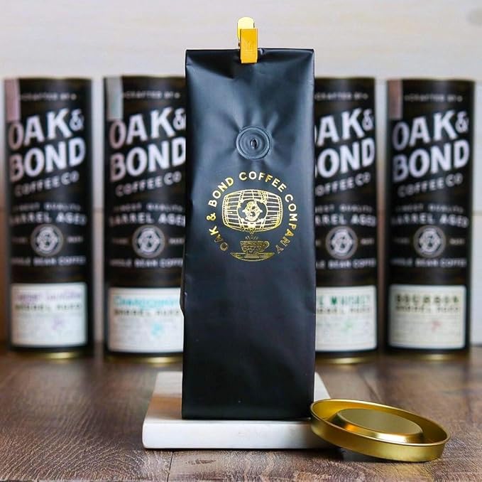Scotch Whisky Barrel Aged Coffee, Colombia Single Origin Washed Whole Coffee Bean, Medium Roast w/Flavor Notes of Milk Chocolate, Raspberry, Honey, Silky Scotch by Oak & Bond Coffee Co. – 10oz.