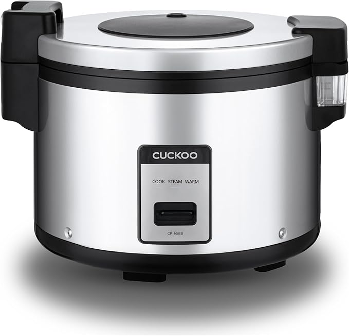 CUCKOO CR-3055 30-Cup (Uncooked) / 60-Cup (Cooked) Large Capacity Commercial Rice Cooker & Warmer with Nonstick Inner Pot, Switch Press (Silver/Black)